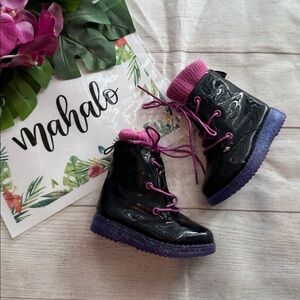 Vamparina Light Up Black and Purple Kids' Boots with Pink Laces